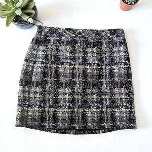J CREW Black Boucle Silk Cotton Blend Skirt Size 00